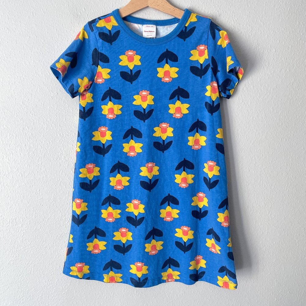 Hanna Andersson Print T-Shirt Dress Daffodil On Equator 8 (130)